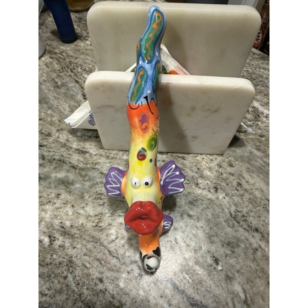 Dottie Dracos by Ganz Colorful Fish Lips Wall Art Whimsical Ceramic Bath Decor